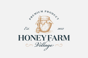 Vintage Honey Farm Premium Logo