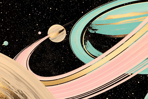 Vibrant illustration of a distant ga, a Photo by Dvoevnore photos