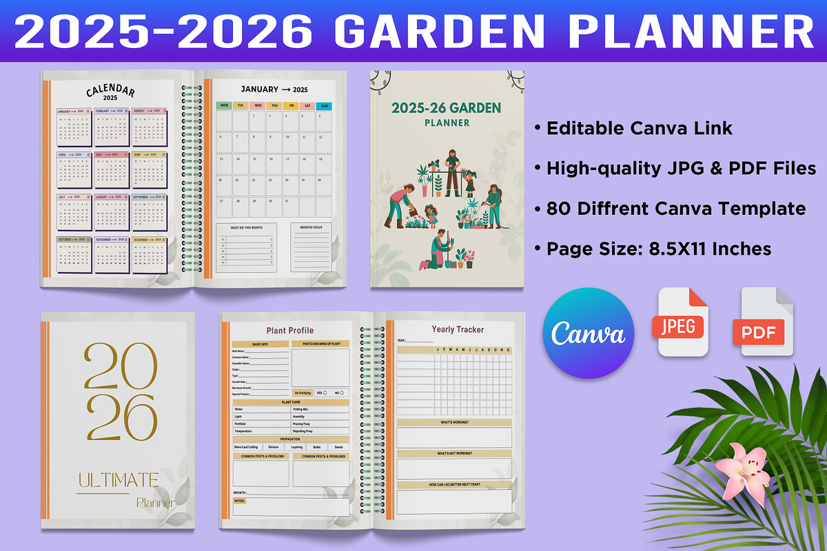 2025-2026 Garden Planner Canva, a Stationery Template by Designmela01 (Photo 1 of 5)