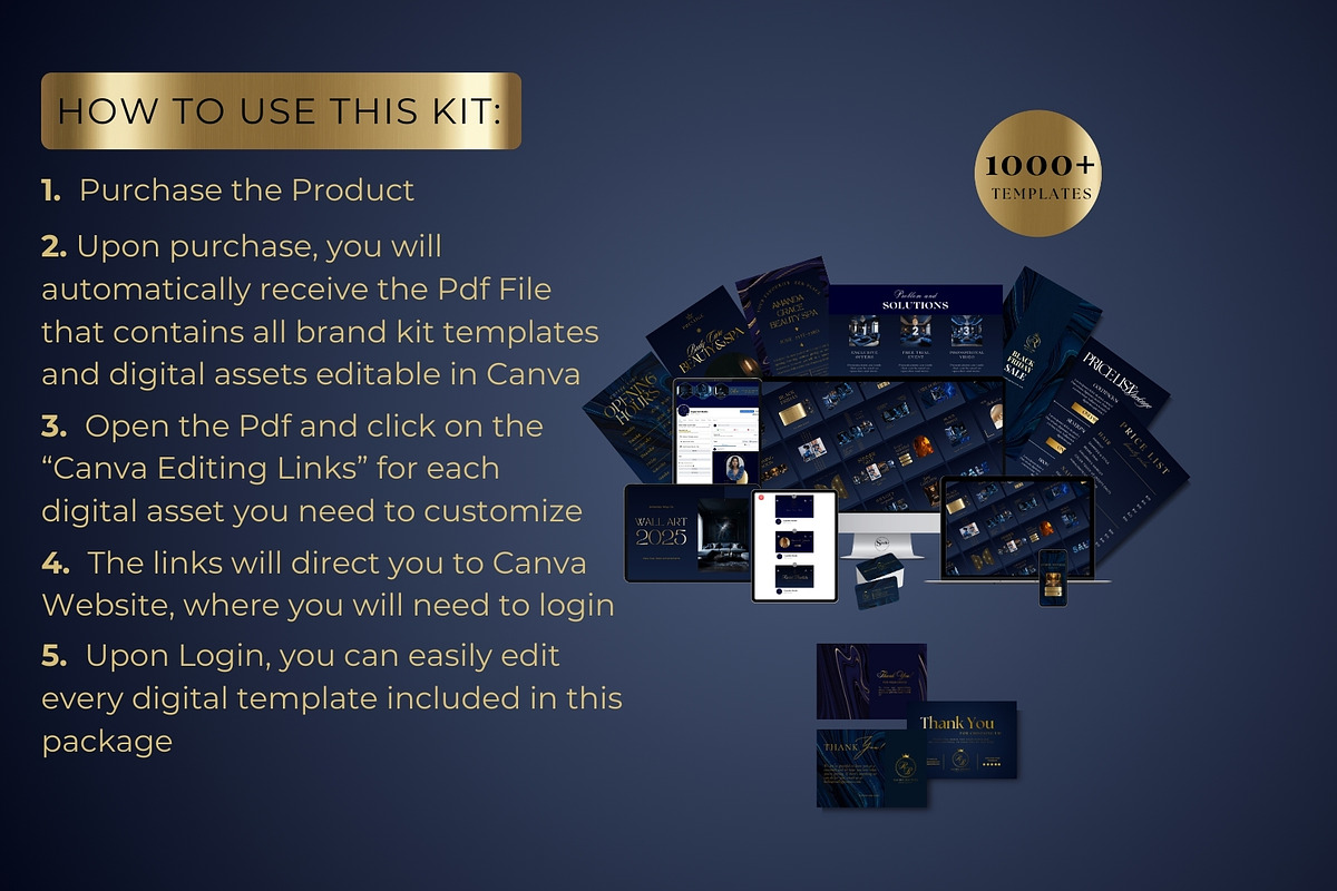 1000 Branding Kit Blue Gold, a Branding & Logo Template by CopertiniStudio (Photo 5 of 9)