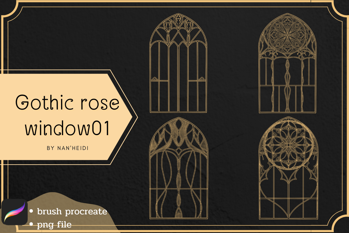 Gothic Window Procreate Brushes, a Brush Add-On by Nan'Heidi (Photo 2 of 2)