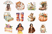 Watercolor Floral Autumn Clipart, an Illustration by Design Market (Thumbnail 4 of 4)