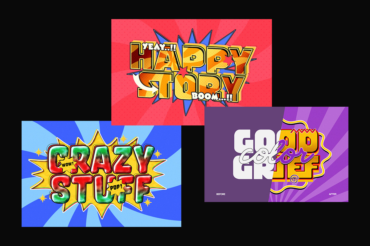 Comic Pop Art Text Effect, a Layer Style Add-On by Matsero (Photo 2 of 4)