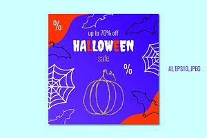 Halloween Sale Flyer Vector, a Flyer Template by kh_cat