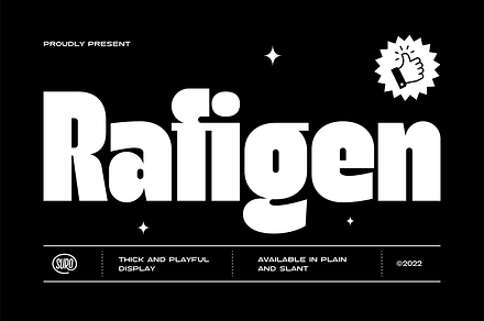 Rafigen Display, a Font by A.Budianto