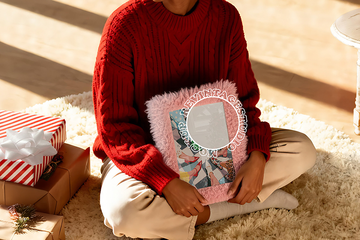 Pink Fur Frame Mockup | with Woman, a Household Mockup by RevintageStudio (Photo 5 of 6)