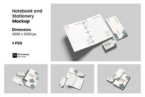 Notebook and Stationery Mockup