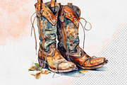 Western Flowers Boots Watercolor PNG, an Object Illustration by iloveTemplate (Thumbnail 14 of 14)