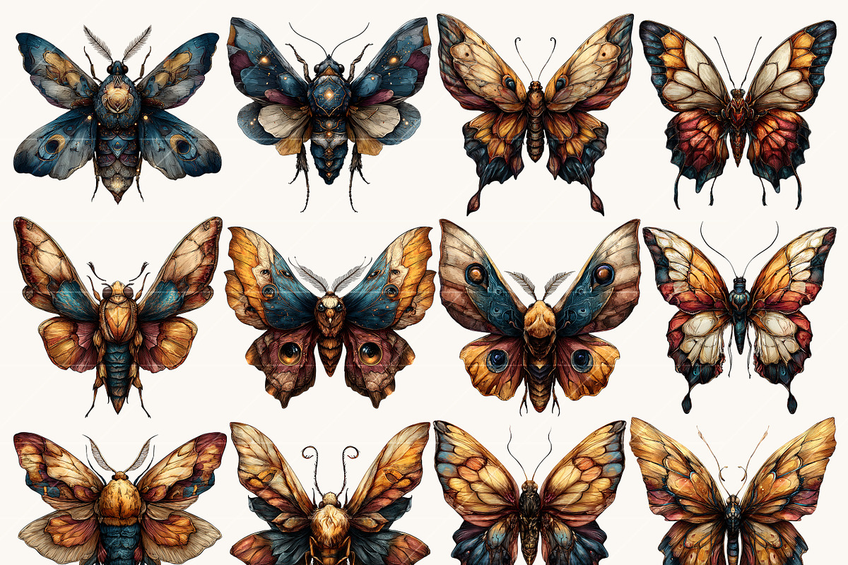 Mystical Moth Clipart Bundle, an Object Illustration by Design Scotch (Photo 4 of 9)