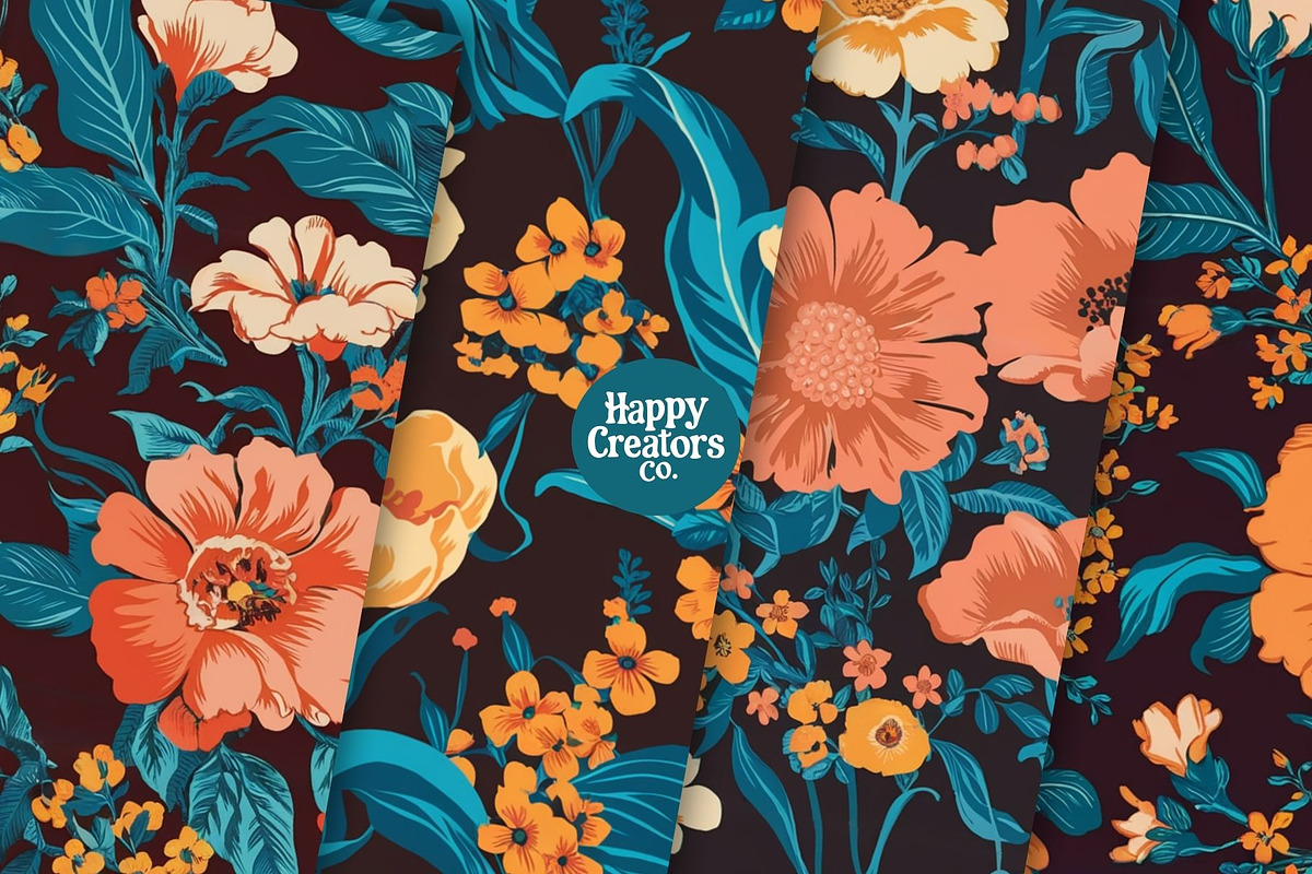 Tango Teal Botanical Digital Papers, a Pattern Graphic by Happy Creators Co. (Photo 6 of 7)