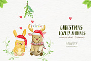 watercolor Christmas animals, an Animal Illustration by Autumn Breeze (Thumbnail 4 of 4)