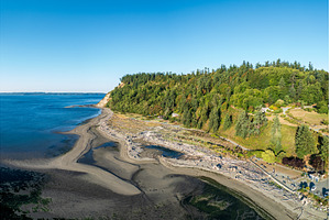 Aerial view of Double Bluff beach on, a Nature Photo by Backyard Stock