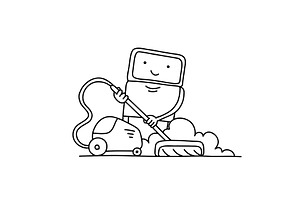 Robot with vacuum sketch, a Technology Illustration by Ilia Design
