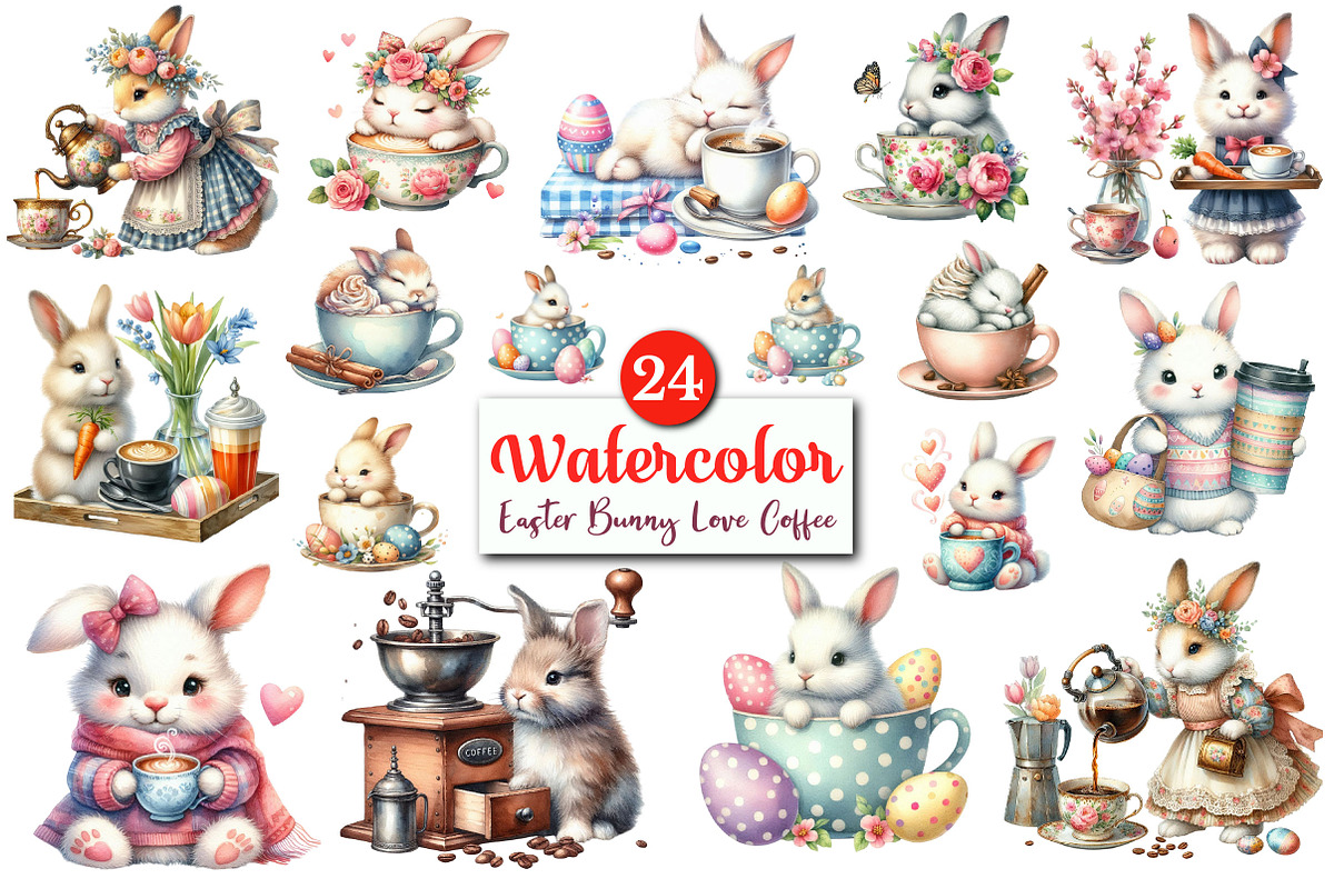Easter Bunny Love Coffee Clipart, a Graphic by CitraGraphics (Photo 1 of 4)