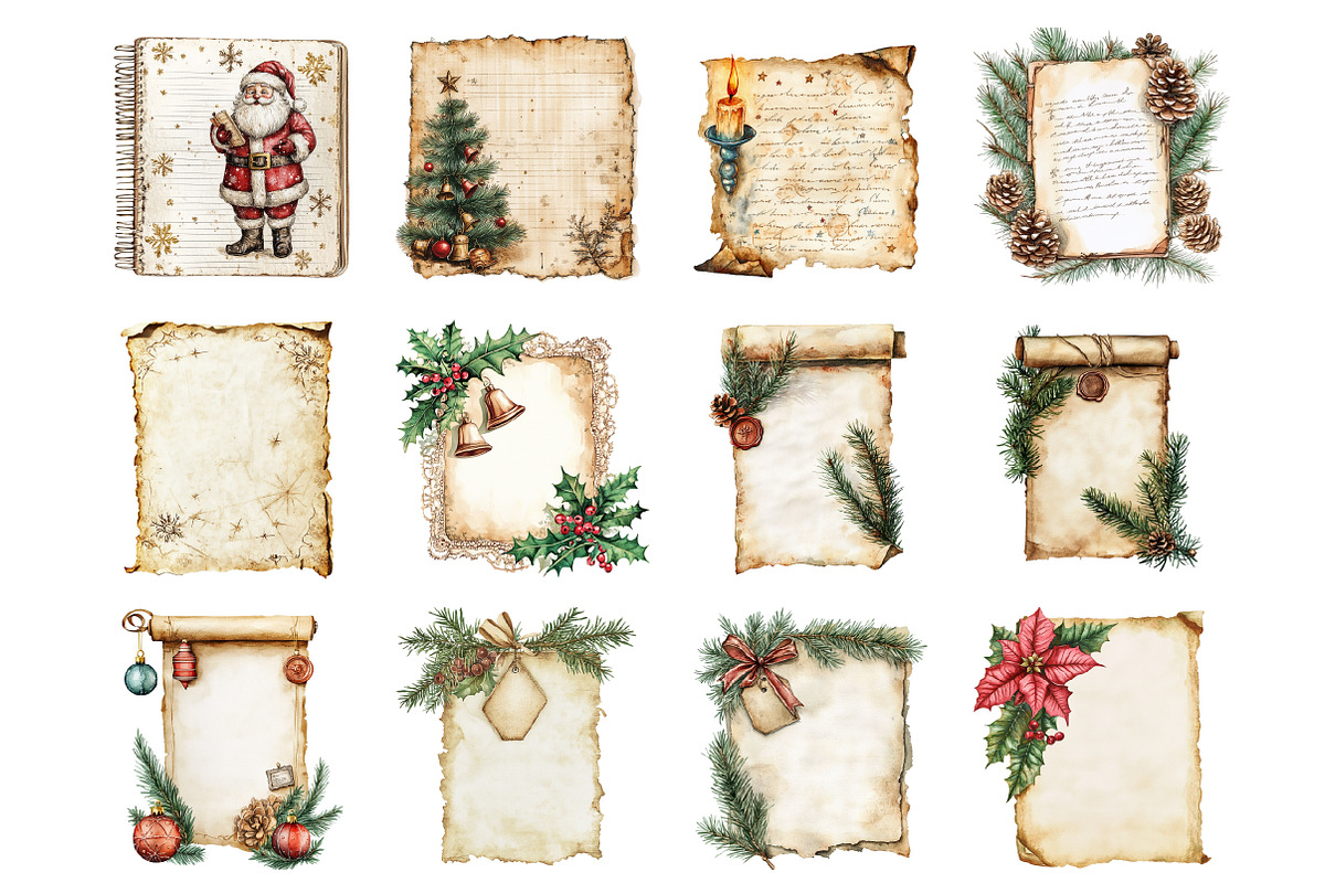 Vintage Christmas Journal Pages, an Illustration by Design Market (Photo 3 of 3)