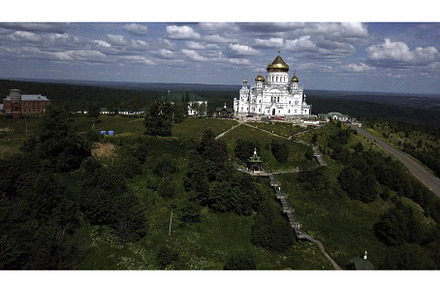 Orthodox church of white stone on a, an Architecture Photo by Media Whale Stock