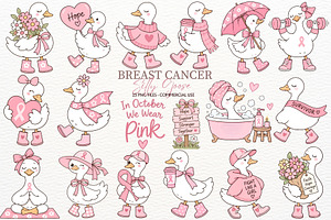 Breast Cancer Awareness Silly Goose, a Healthcare Illustration by SugarCloudStudioArt