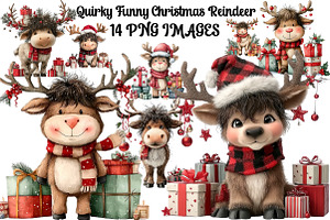 Quirky Funny Christmas Reindeer, an Illustration by DreamArtGraphic