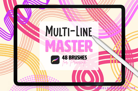 Multi-line Master Procreate Brushes, a Brush Add-On by AngelfishCreative