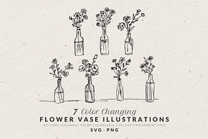 Flower Vase Clipart, Bouquet Set, an Object Illustration by The October Creative