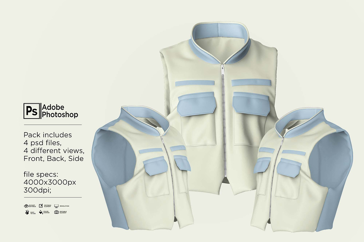 Men's Vest Zipper Mockup, a Shirt Mockup by Nanggroe Scripting (Photo 2 of 9)