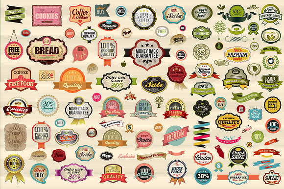 Old Style Vector Labels And Ribbons