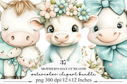 Mother's Day Cute Cow Clipart, an Illustration by Designking (Thumbnail 1 of 5)