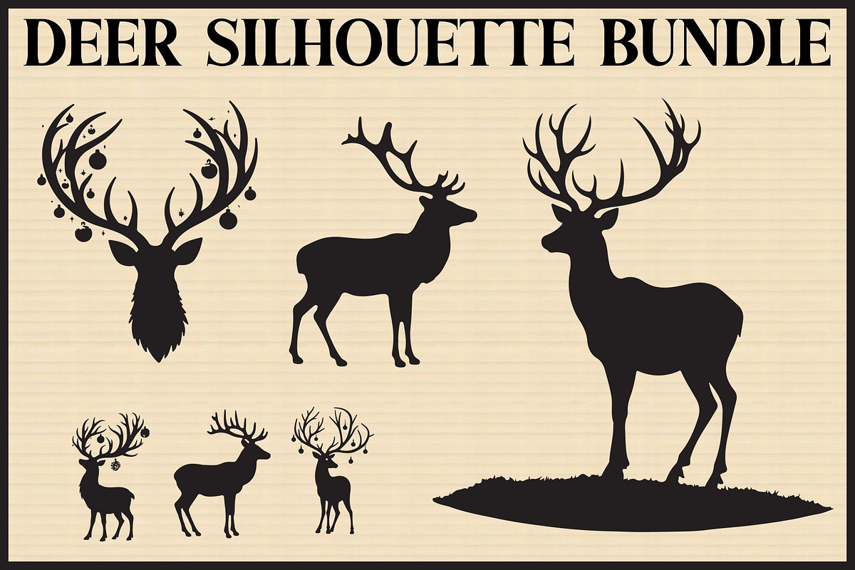 Rustic Deer Silhouette Bundle, an Illustration by Gfx_Store (Photo 1 of 7)