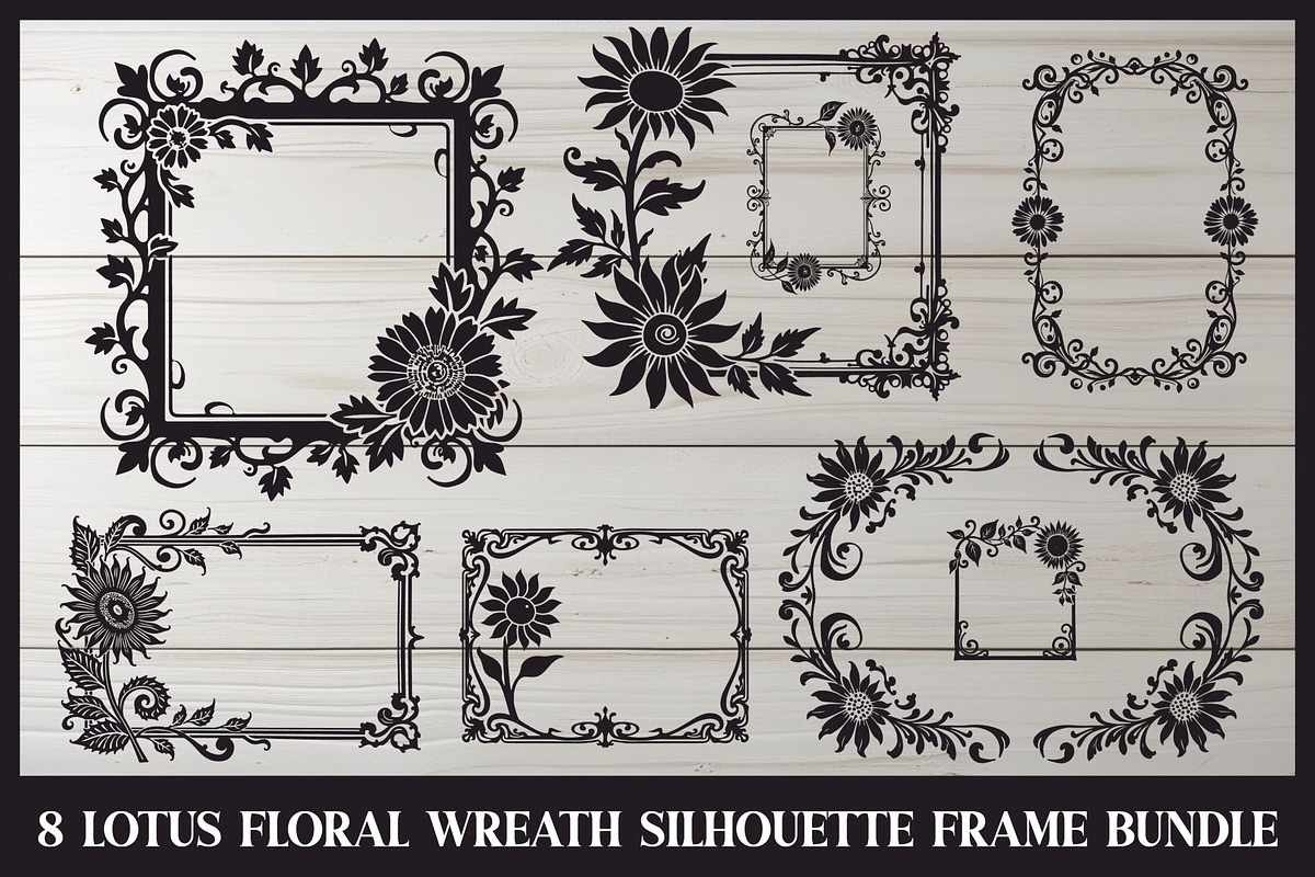 8 Lotus Floral Frame Bundle, an Illustration by Designs_River (Photo 1 of 9)