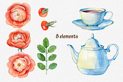 Watercolor clipart tea time, a Food Illustration by OlyaSenko (Thumbnail 2 of 6)