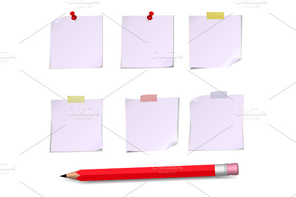 Adhesive Notes with pin, scotch and preview 2