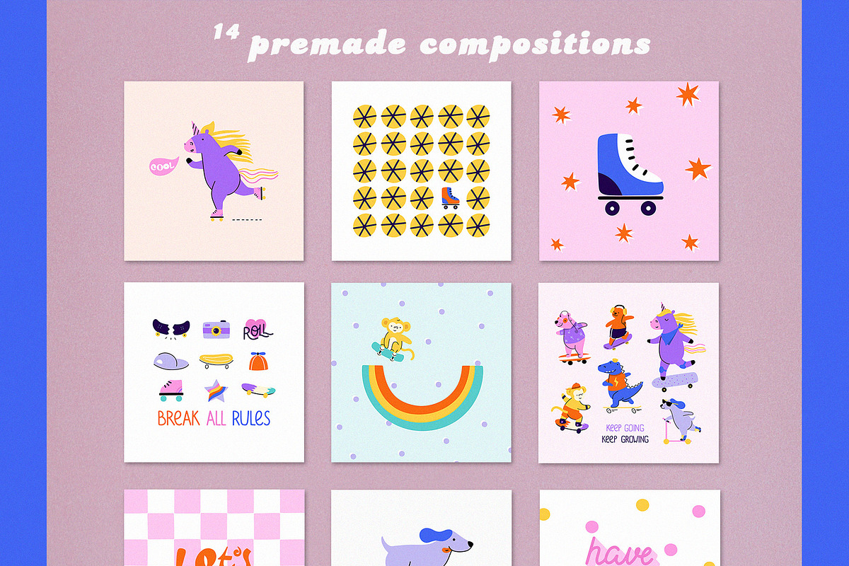 Cool Kid: 90s Graphic & Pattern Set, an Animal Illustration by AlekseliArt (Photo 11 of 13)