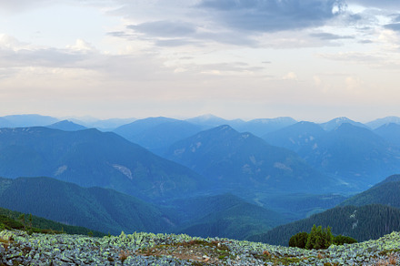 Summer sunrise mountain panorama (Carpathian, Ukraine)., a Nature Photo by YuriyB