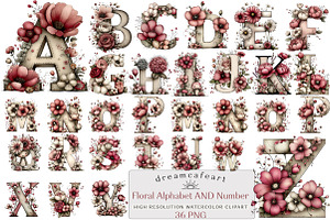 Floral Baby Alphabet Clipart Set, an Illustration by DreamCafeArt