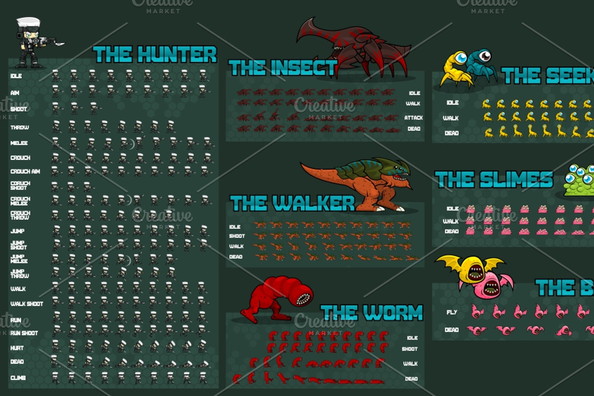 Alien Onslaught - Game Sprites, an Illustration by pzUH (Photo 2 of 5)