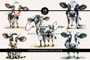 Cartoon Cow PNG Clipart Set, an Animal Illustration by Geniecreativestudio