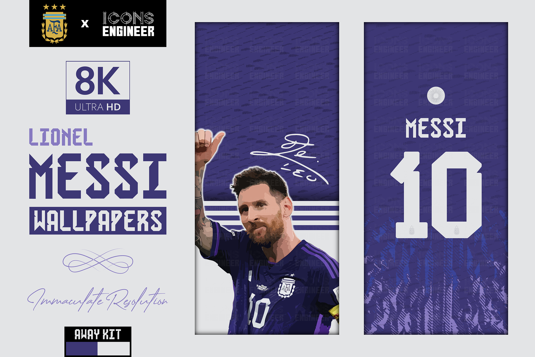 Leo Messi 8K Wallpapers | ARG Away, a Wallpaper Photo by IconsEngineer