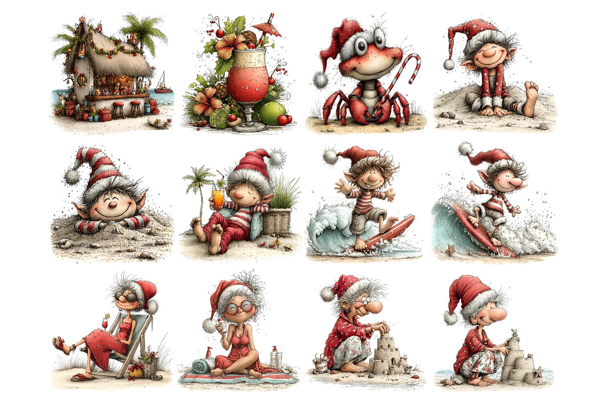 Summer Christmas Clipart, an Illustration by Nicolle's Colorful Art (Photo 2 of 7)