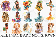 Watercolor Summer Girl Clipart PNG, an Illustration by Canvas Craft (Thumbnail 3 of 7)