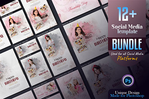 Birthday Photo effect social media, a Social Media Template by Creative_View