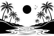 Beach sunset, silhouette bundle, an Illustration by Amazin_art (Thumbnail 5 of 7)