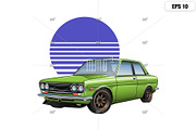 JDM 70's classic sedan & 80's sunset, an Education Illustration by MMG1designs (Thumbnail 1 of 5)