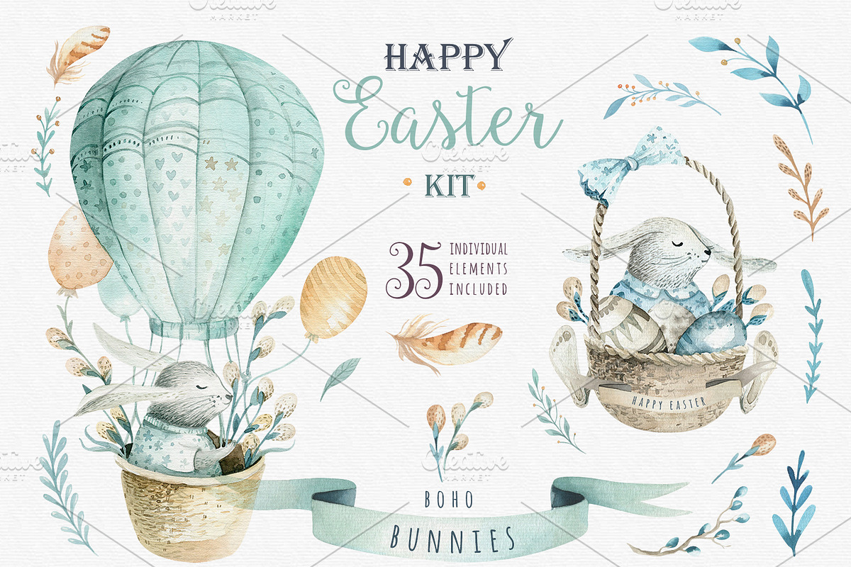 Happy easter with bunnies I, an Animal Illustration by Peace ART (Photo 1 of 6)