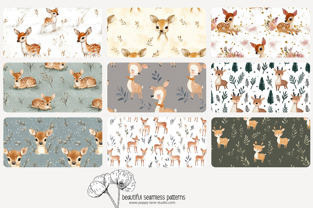 70 (kids) deer seamless pattern, a Pattern Graphic by Poppy Lane Studio (Photo 9 of 10)