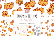 Pumpkin Friends Patterns, a Pattern Graphic by Palau (Thumbnail 1 of 9)