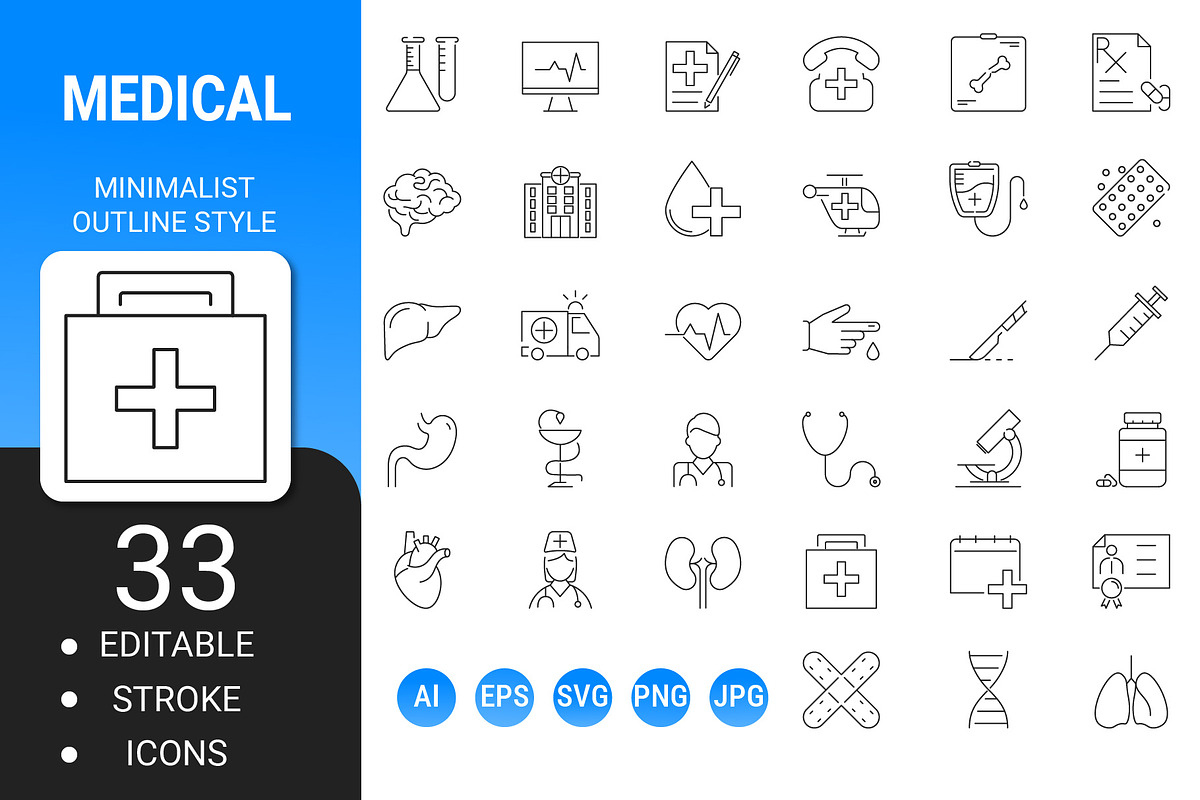 Medical minimalist outline icon set, an Outline Icon by Icons (Photo 1 of 3)
