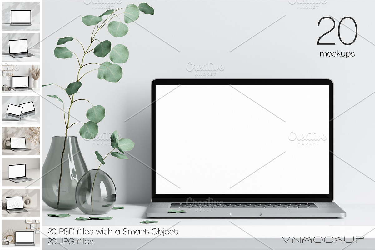 Laptop Bundle - 20 Mockups, a Device Mockup by VNmockup (Photo 1 of 8)