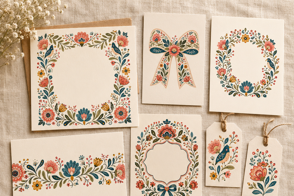 Floral Modern Folk clipArt Whimsy, a Decorative Illustration by HeavensStar (Photo 3 of 6)