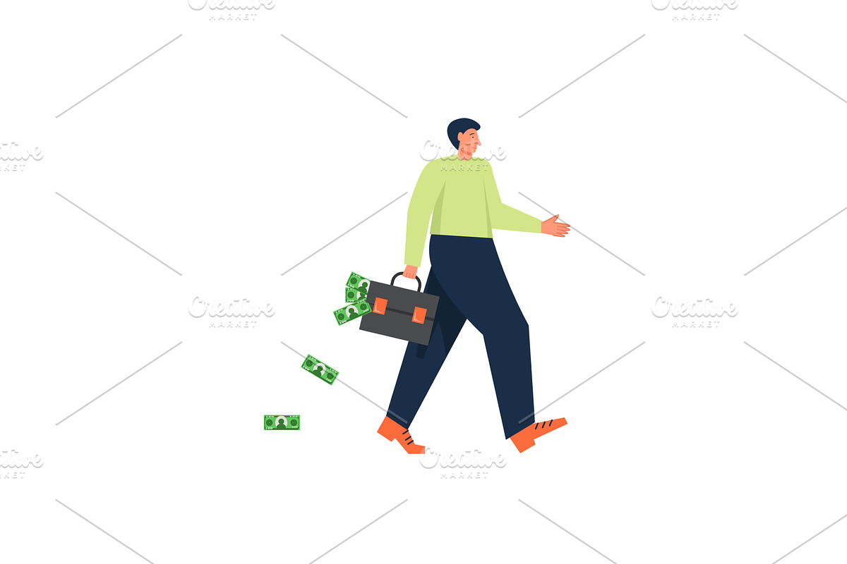 Bank loan concept, vector flat, a Person Illustration by Sky Pics Studio