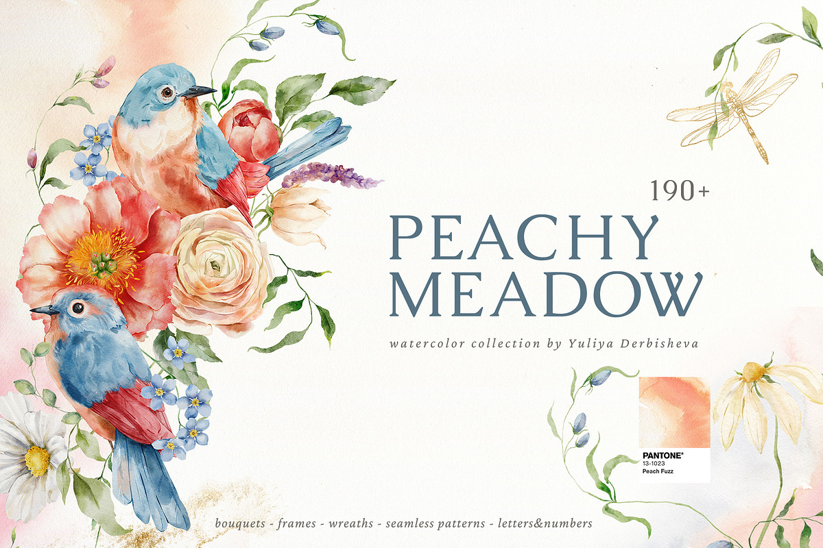Wildflowers watercolor flowers birds, a Decorative Illustration by Yuliya Derbisheva (Photo 1 of 14)